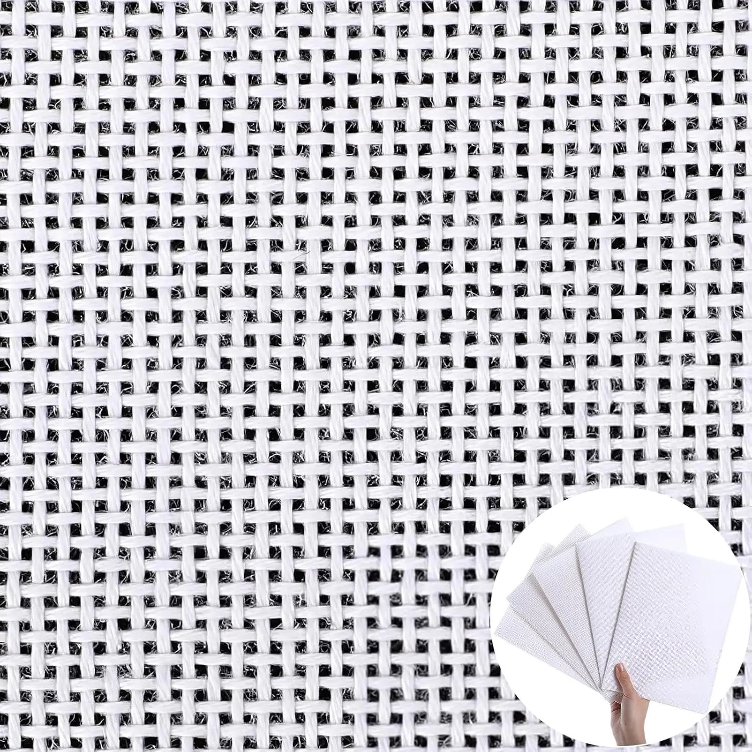 8 count 18 Mesh Needlepoint Canvas 8" x 8" White Blank Embroidery Canvas   White Needlework Fabric Twist Interlock Line for   DIY Crafts Project   Decor