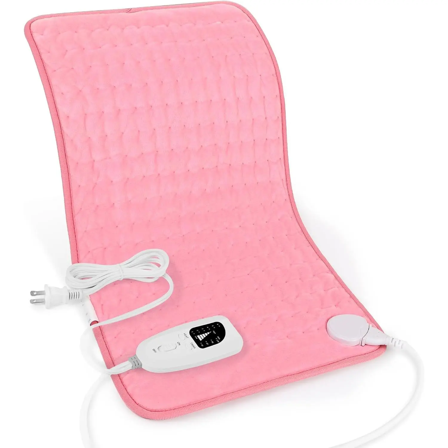 Pink 24"*12" Electric Heating Pad, Soft Adjustable Heat Pad for Back Shoulder Abdomen Pain Relief, Dry or Moist Heat with Auto Shut‑Off for Home & Office