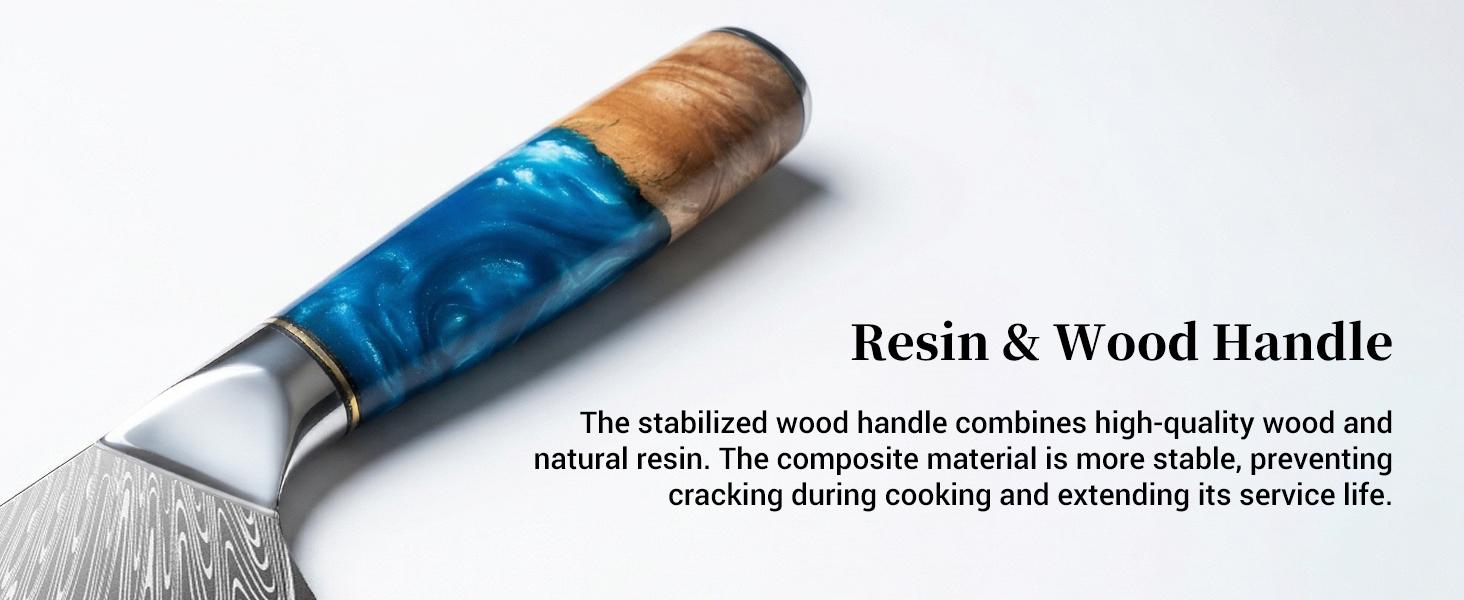 MDHAND Damascus Kitchen Knife Set 3PCS, Japanese VG10 Super Steel Core Professional Chef Knife Set, Ultra Sharp Professional Chef Knives with Azure Timber Collection Handle, Gifts for Men Women