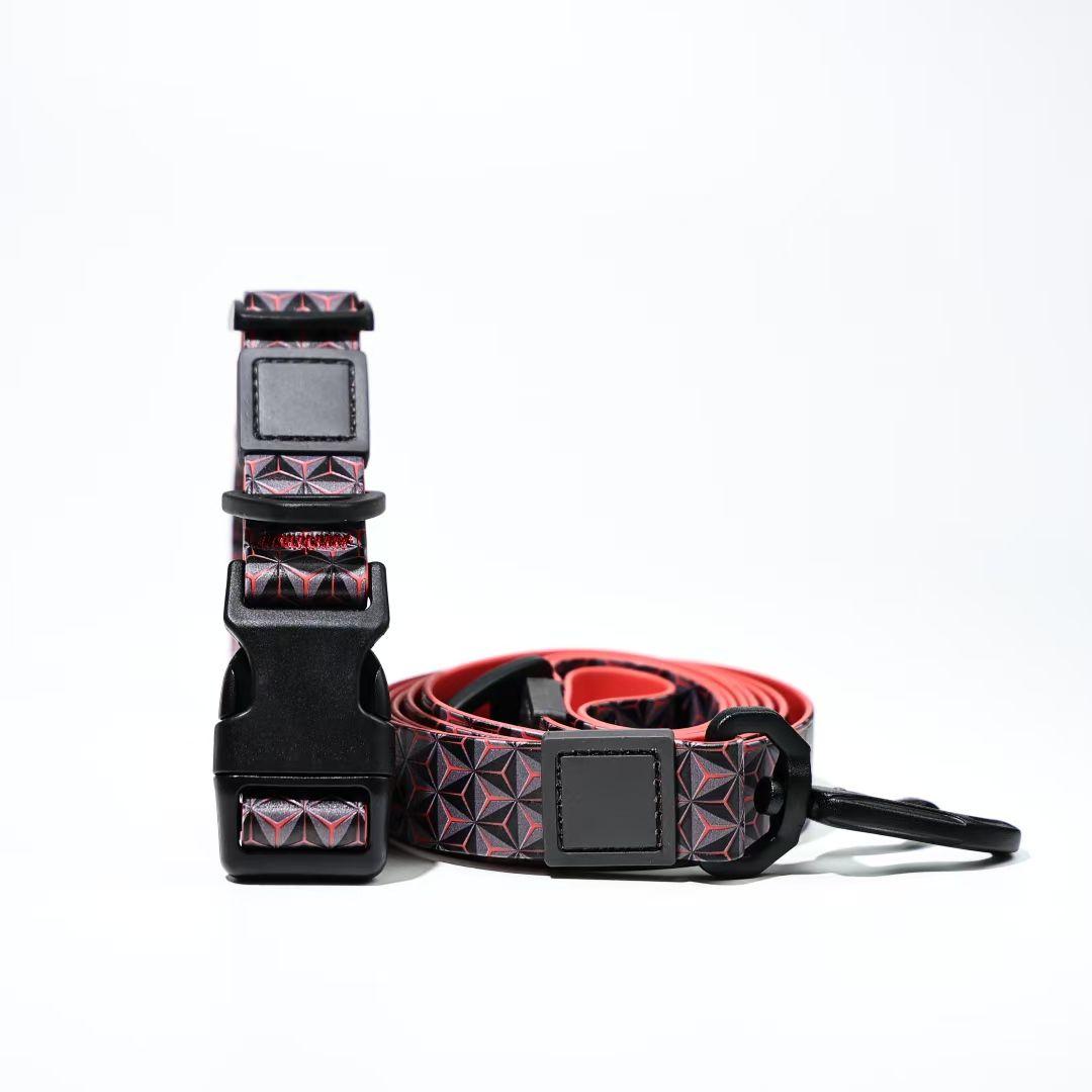 Unique Pattern Waterproof PVC Dog Leash and Collar Set for Small to Large Dogs - Trendy and Durable Pet Accessories