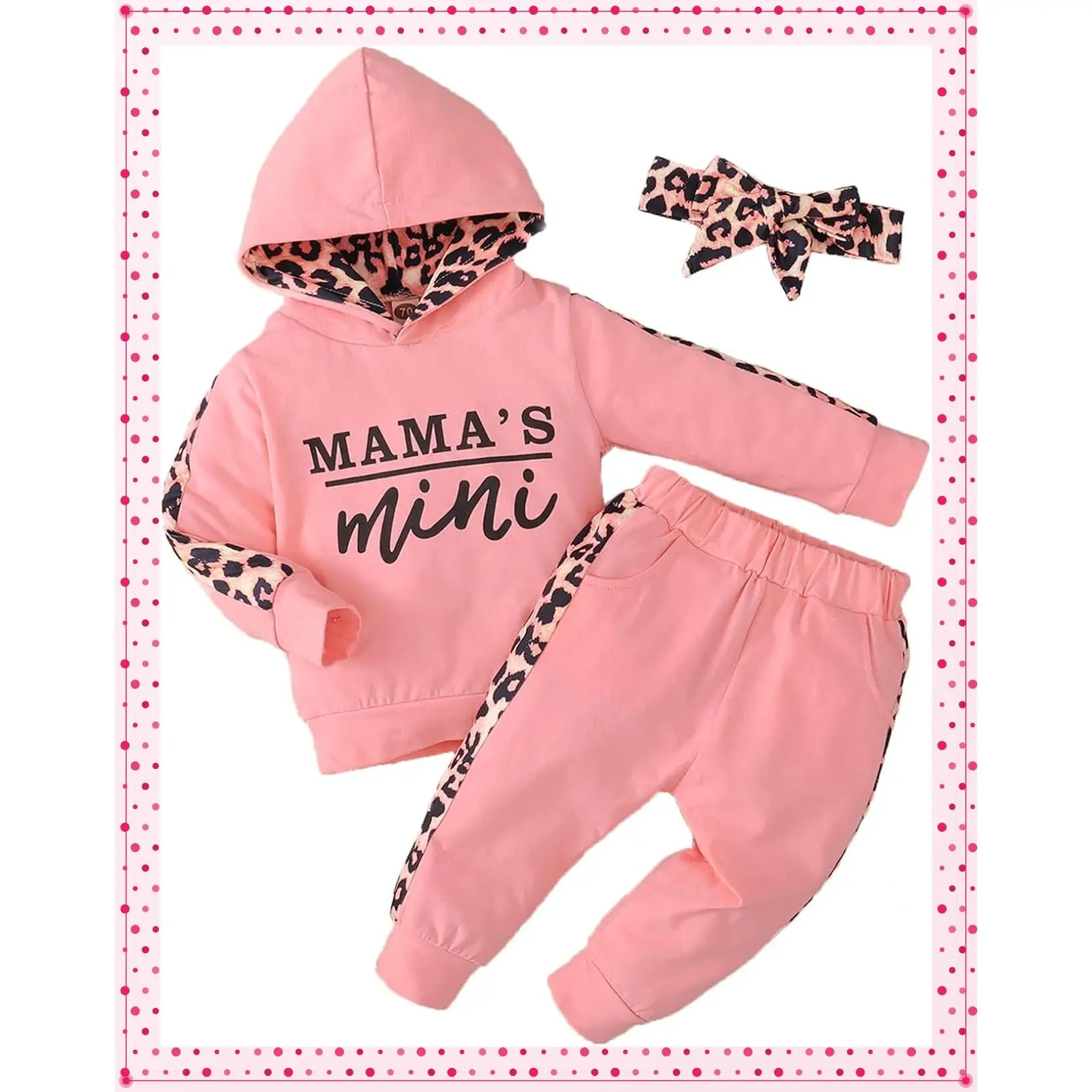 Newborn Baby Girl Outfits Infant Hoodie Sweatshirt Pants Headband Toddler Clothing SetGift