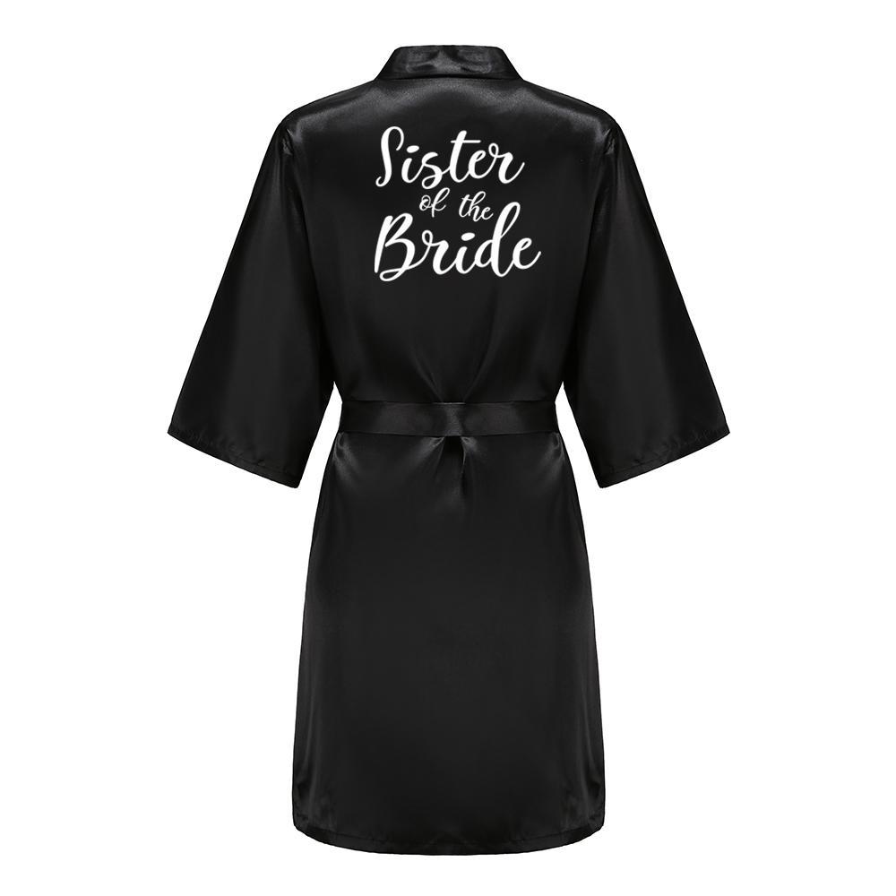 Black Women Silky Satin Robe Wedding Bridal Party Bride Bridesmaid Robes Kimono Loungewear Dressing Gowns