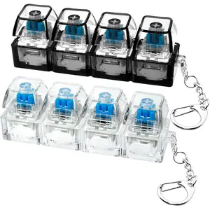 Keyboard Fidget Toy Keyboard Fidget Keychain 4-in-1 Keyboard Decompression Button Finger Clicker Toys Button Stress Relief Fidget Gifts to Relief Stress (Clear Black)