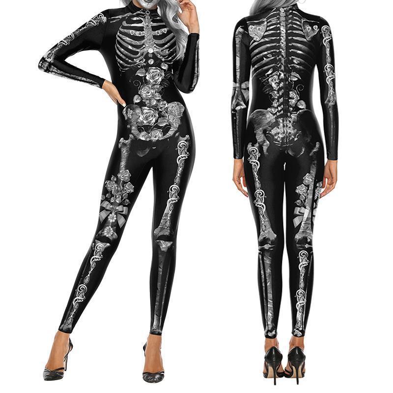 Blue Butterfly Cloak Skeleton Jumpsuit Halloween Cosplay Costume Witch Bodysuit Women Catsuit Funny Carnival Performance Outfit