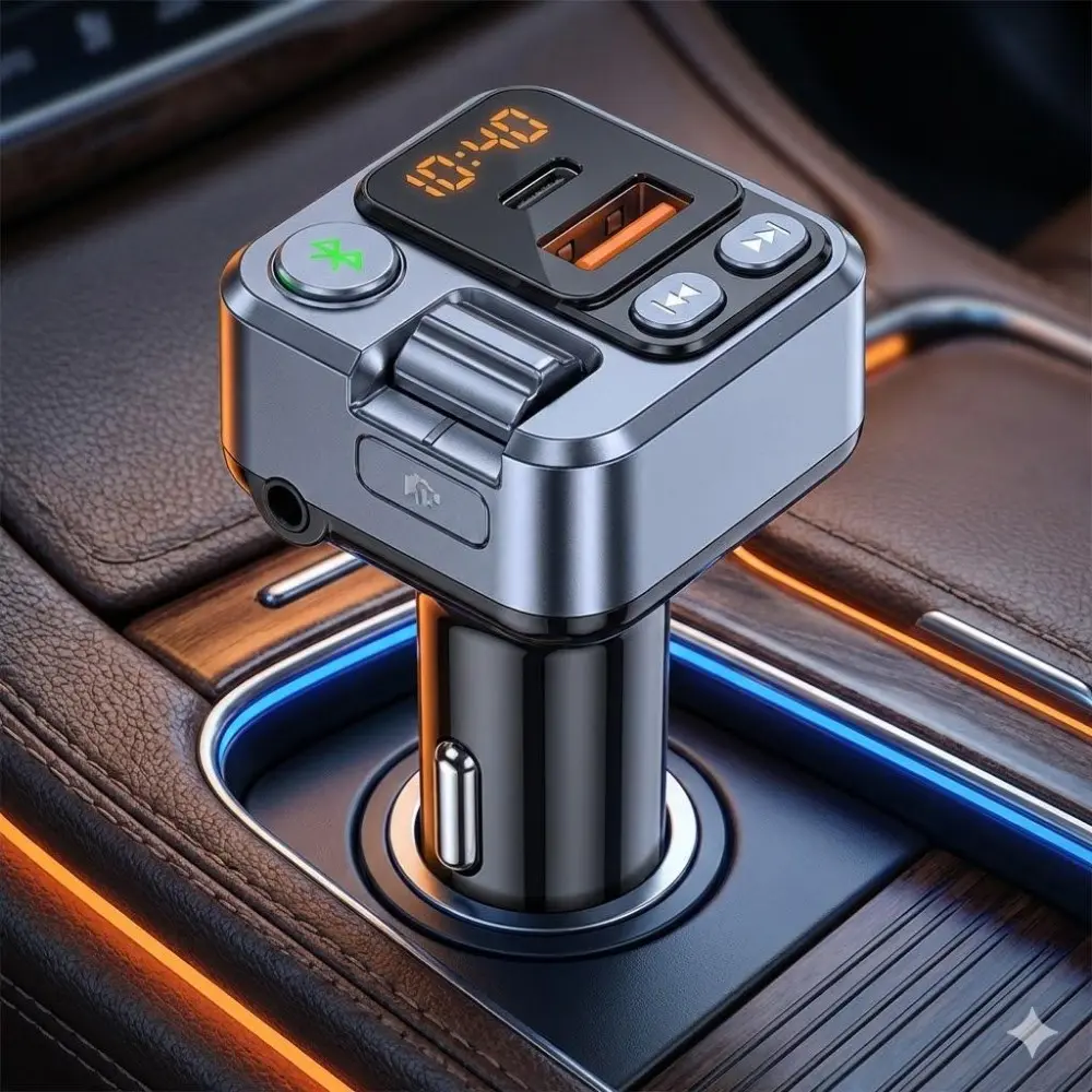 Bluetooth 5.3 Car receiver with Digital Display, Dual Mode Fm transmitter & Usb playback, pD/qc fast Charging, Universal Wireless Audio Adapter for Car Truck SuV stereo upgrade