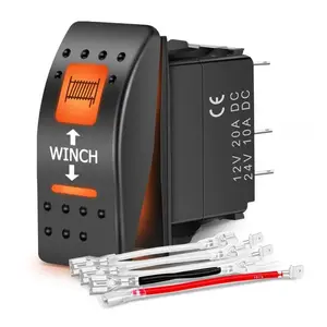 Nilight 7Pin DPDT On/Off UTV Winch Momentary Rocker Switch Orange Backlit Nilight 7Pin DPDT On/Off UTV Winch Momentary Rocker Switch Orange Backlit