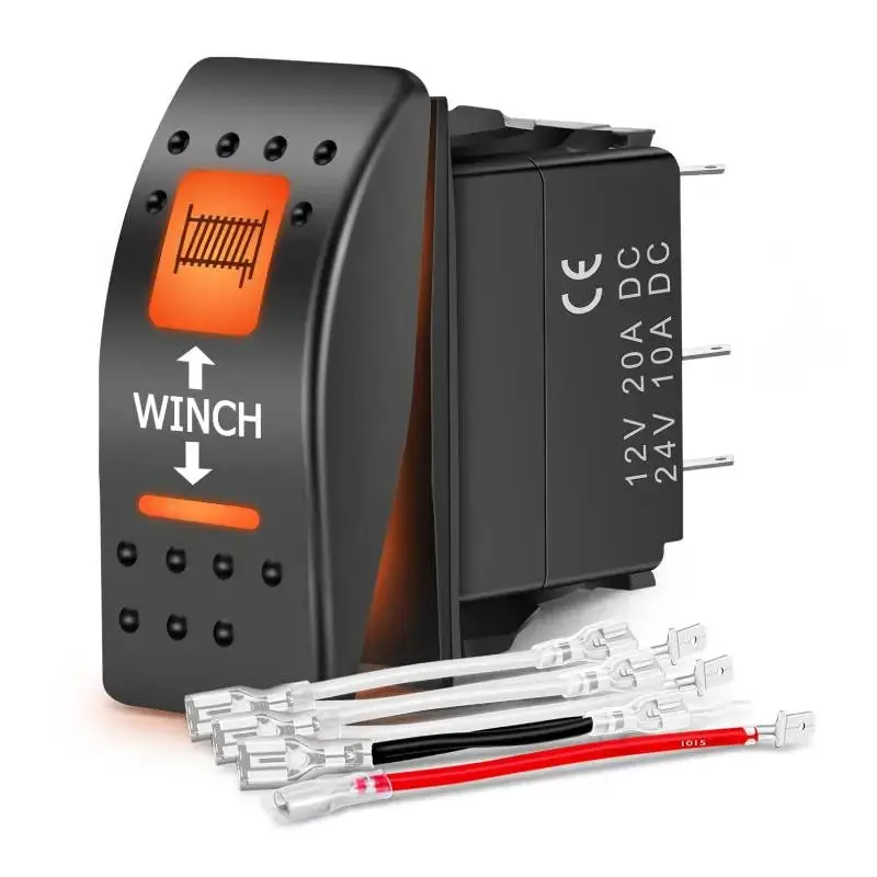 Nilight 7Pin DPDT On/Off UTV Winch Momentary Rocker Switch Orange Backlit