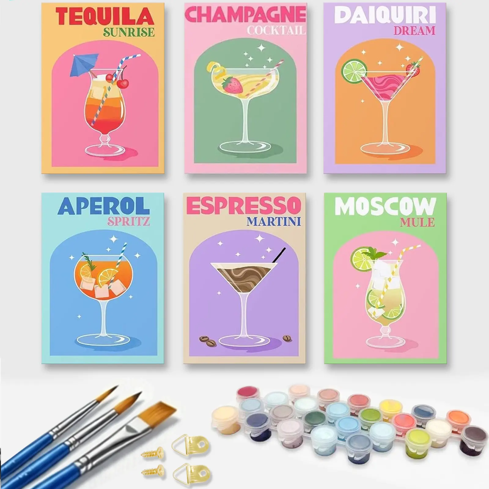 6pcs Paint By Numbers Kit for Adults Beginners - 8x12in / 20x30cm Color Canvas, Easy DIY Sweet Life Set  Acrylic Painting Set Art Supplies - Wall Decor for Living Room and Bedroom, Creative Gift for Birthday, Mother's Day and Christmas, Without Frame