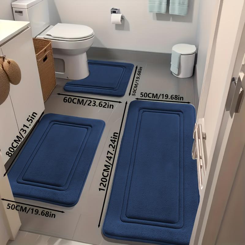 3pcs Non-Slip Bath Mats |   Ultra-Absorbent, Soft Polyester Bathroom Rugs for Tub, Shower, Home Decor and Floor Matting