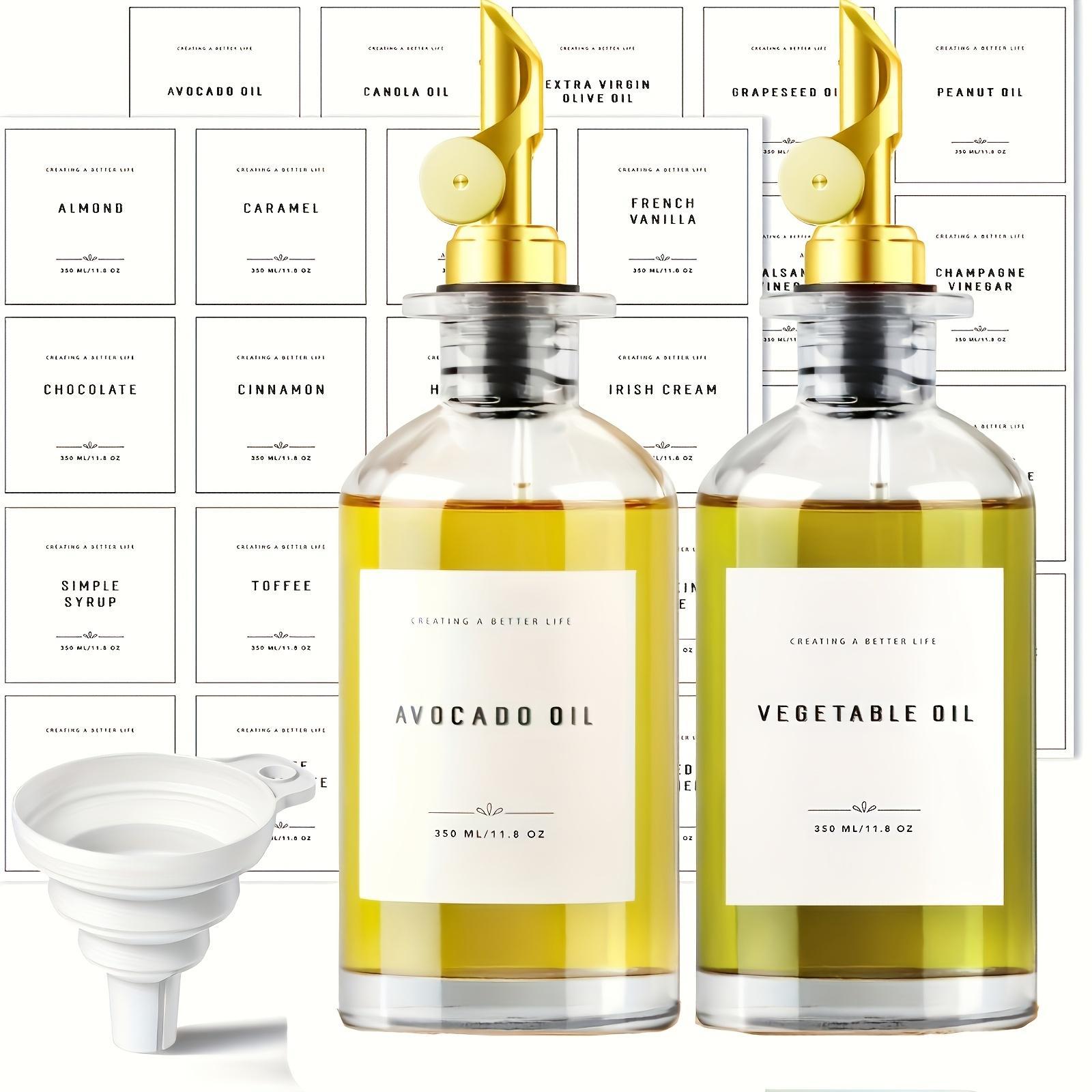 2pcs Olive Oil Dispenser Bottle Tray,Oil and Vinegar Dispenser Set w.Metal Pour Spout, Coffee Syrup Dispenser, Olive Oil Cruet Cooking Oil Dispenser, Oil Container Bottles for Kitchen