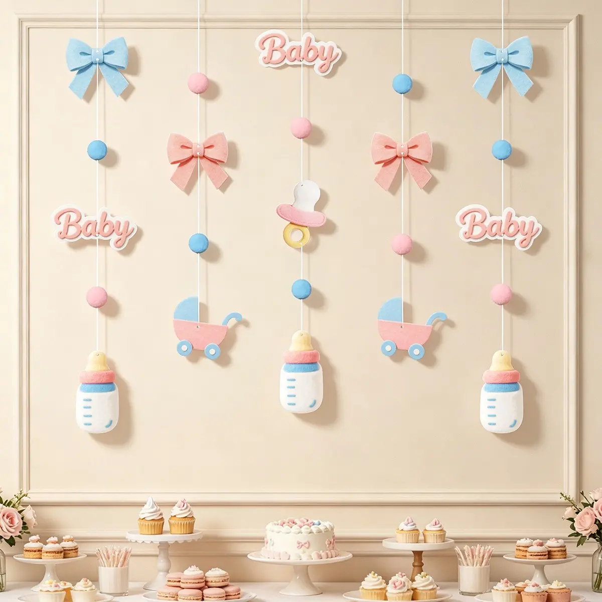 Baby Shower Party Decorations, Party Supplies, Gender Reveal Banner, Boy or Girl Baby Gift, Infant Baptism Welcome Banner, He or She Hanging Ornament, Set