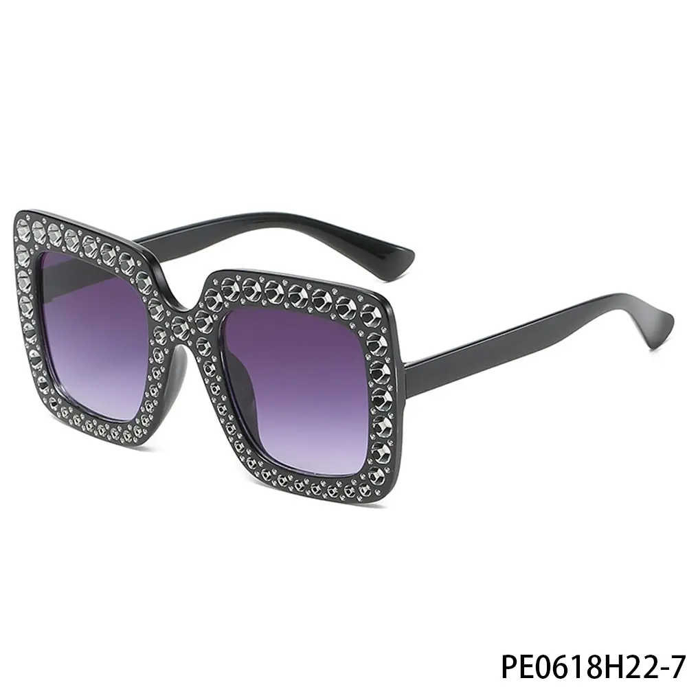 PESENAR Black Rhinestone Square Sunglasses For 70s Disco Costume Party Retro Theme Events Accessory