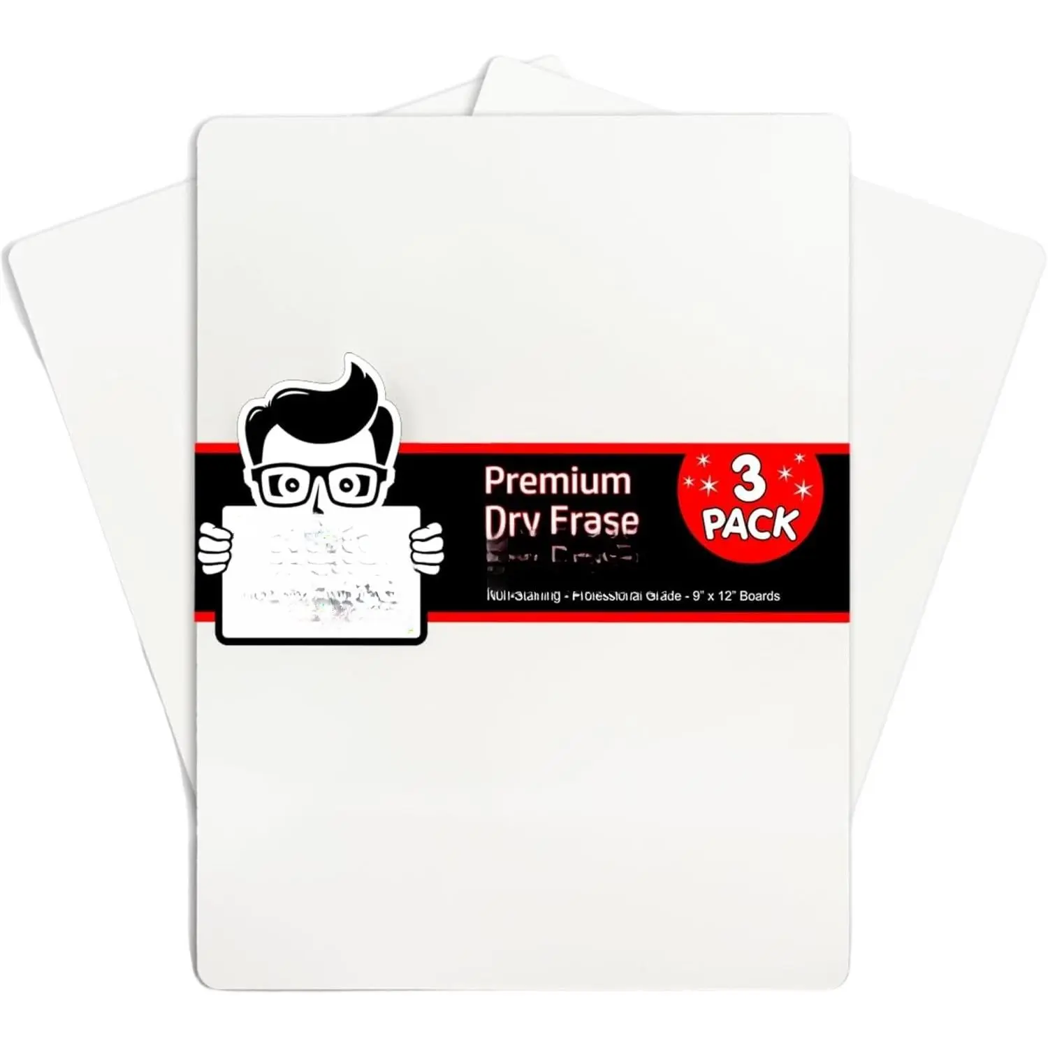 Mini Dry Erase Whiteboards, 3-Pack 9x12-Inch Small Whiteboards for Students - Double-Sided, Portable, Easy-Clean Office Stationery for Classroom, Office Use, Whiteboard