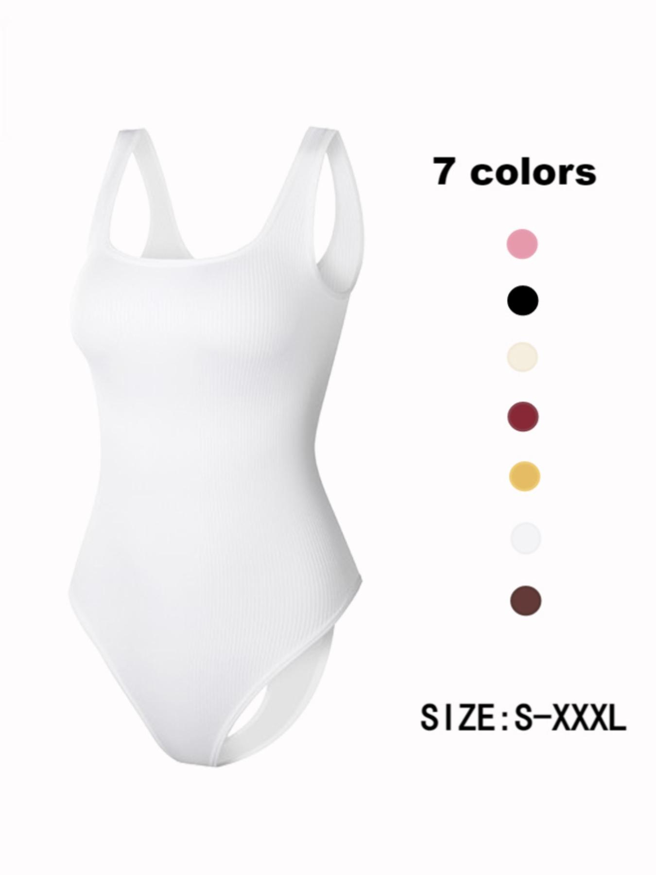 Women's Solid Backless Ribbed Shapewear Bodysuit, Breathable Comfortable Hook & Eye Closure Crotch Shaper, Tummy Control Butt Lifter, Ladies Shapewear for Daily Wear, Invisible Bodysuits