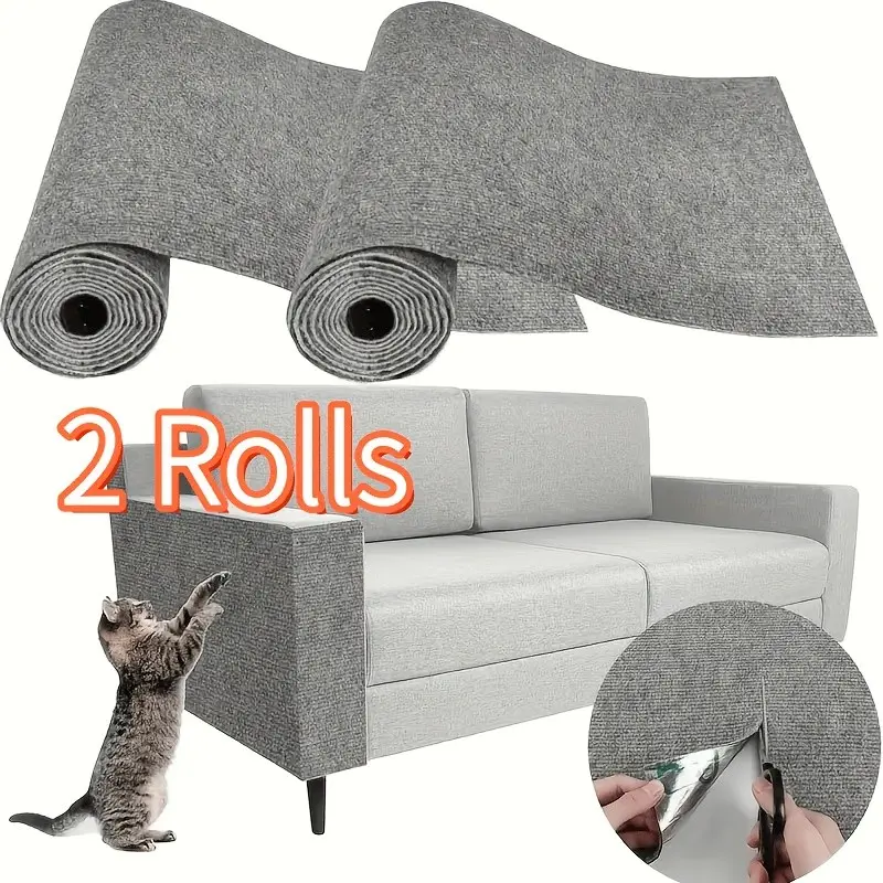 2 Rolls Thick Self-Adhesive Cat Scratch Board, 60x30cm, Multi-Color, Easy Install, Durable, Cuttable, Ideal for Living Room, Bedroom, Home, Cat Climbing Frame