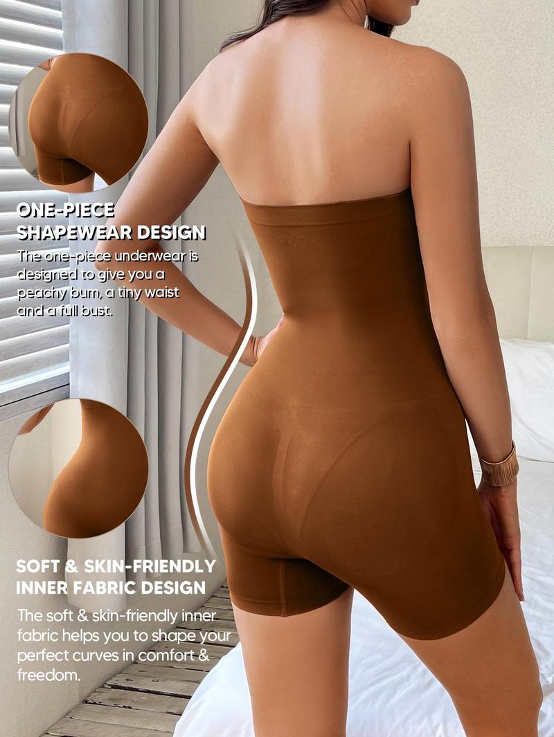 MUEE Strapless High Stretch Tummy Control Shapewear Romper Bodysuit for Women Seamless Sculpting Bodysuit Butt Lifting Body Shaper Thigh Slimmer