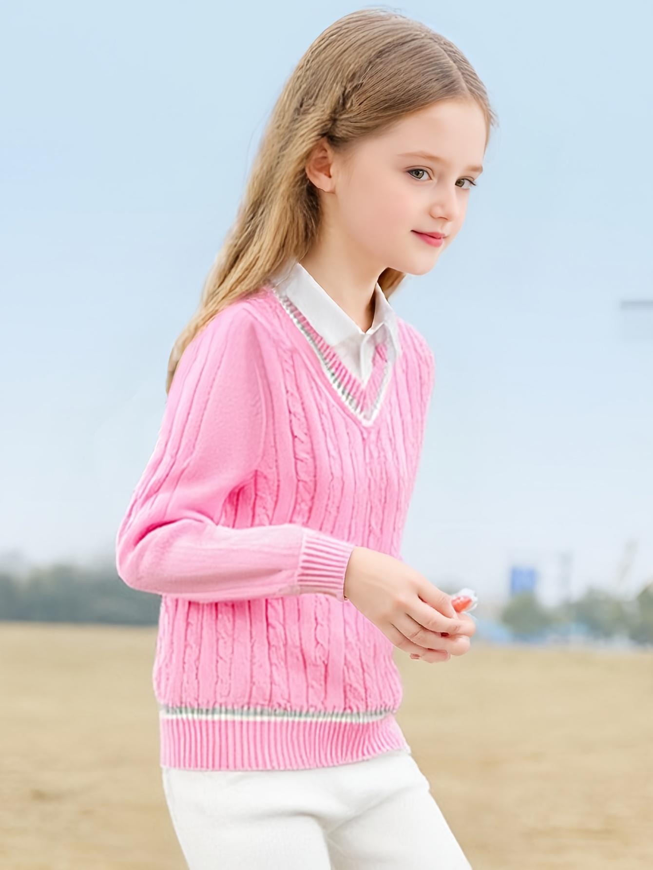 Girls' Sweater Pullover, Christmas Outfit for Kids, Trendy Piece for Teens, Fashionable Girls' Clothing, Middle School Girls' Clothing, 7 to 8 Years Old, 10 to 12 Years Old, Knit, Tops