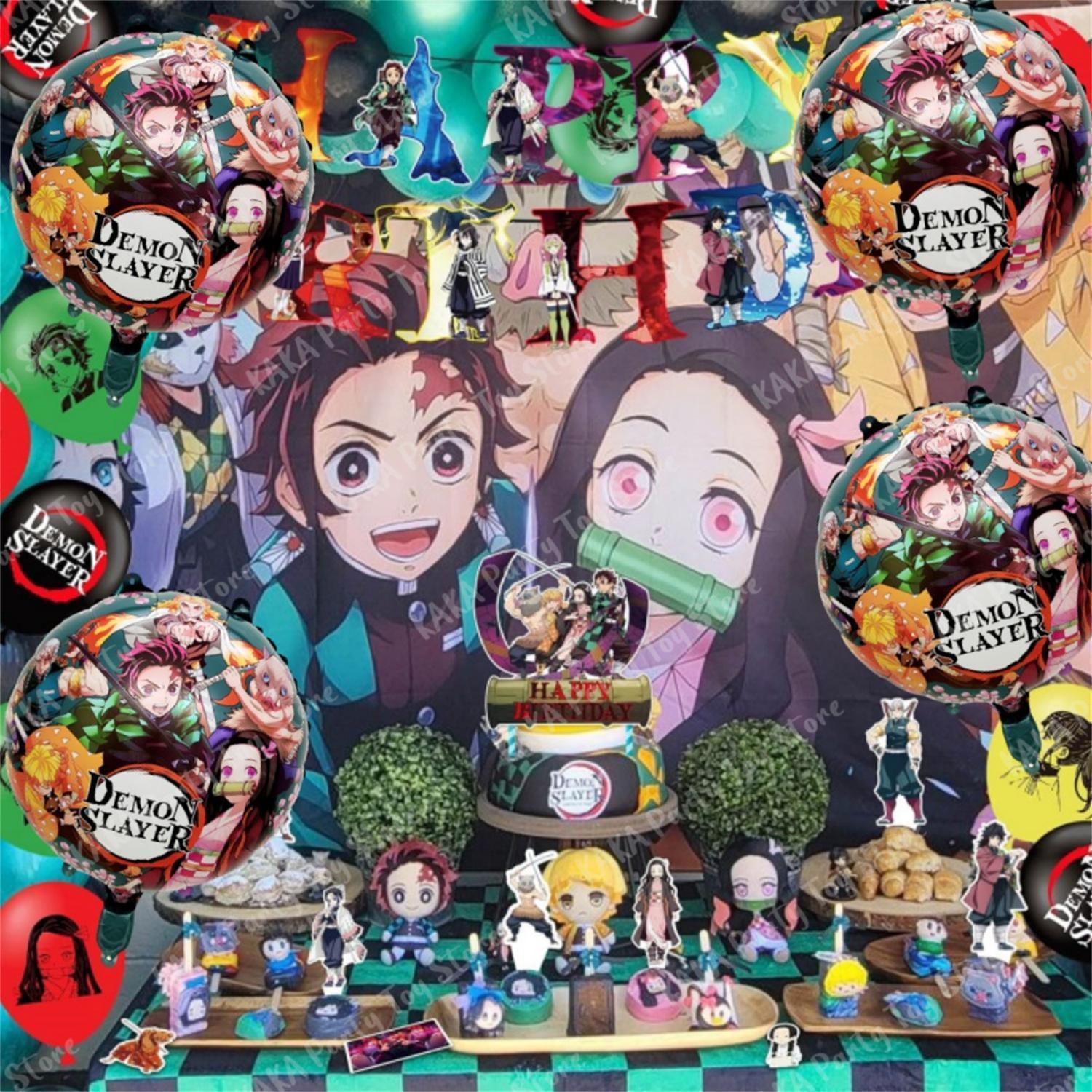 2/4/6Pcs Demon Slayer Party Balloons Anime Foil Balloon Set Baby Shower Birthday Party Decorations Kids Classic Toy Air Gifts