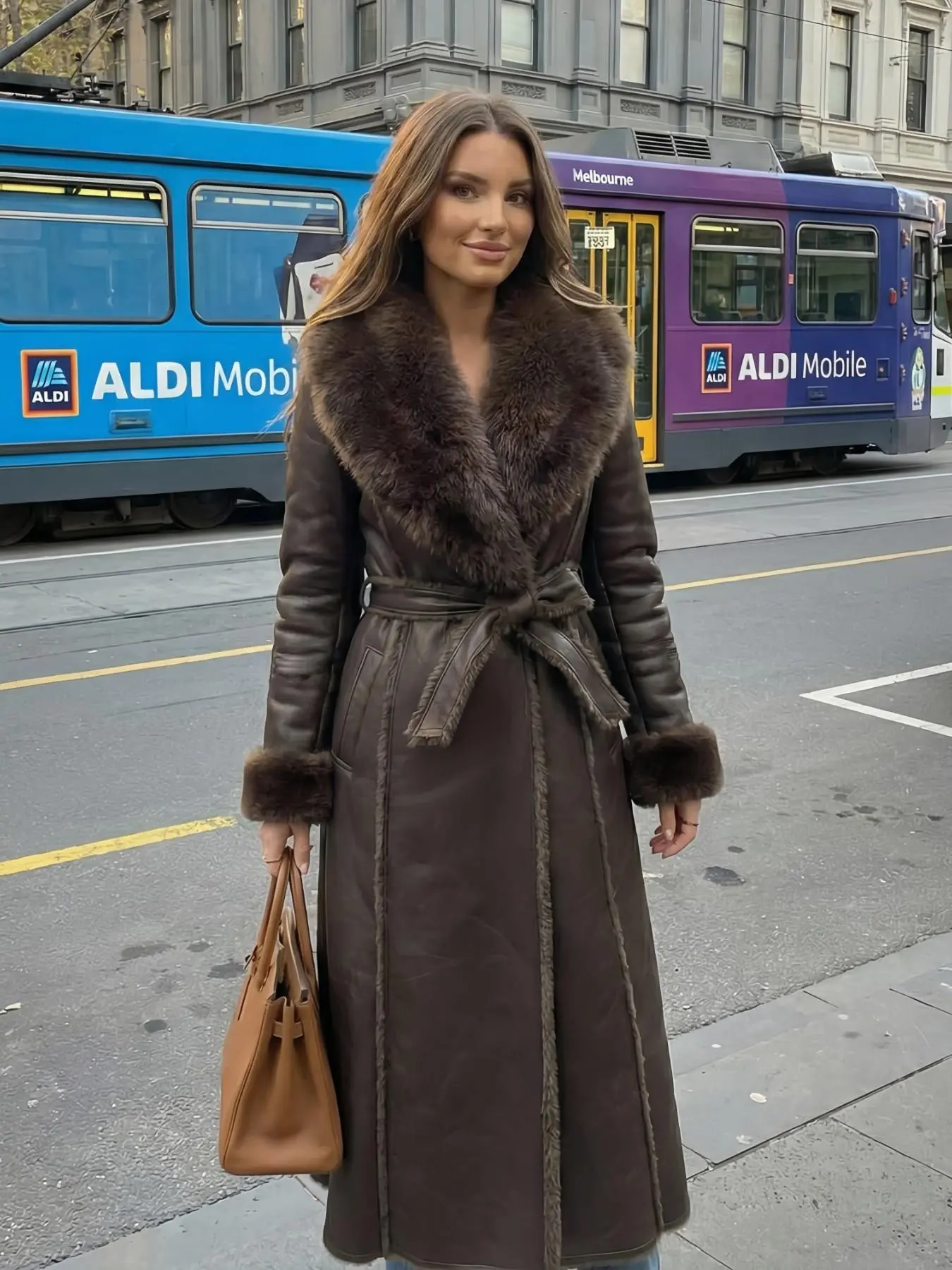 2026 Winter New Artificial Fur Coat, Fashionable Long Sleeve Mid-Length Jacket, Vintage Loose Fit Women's Fake Fur Outerwear