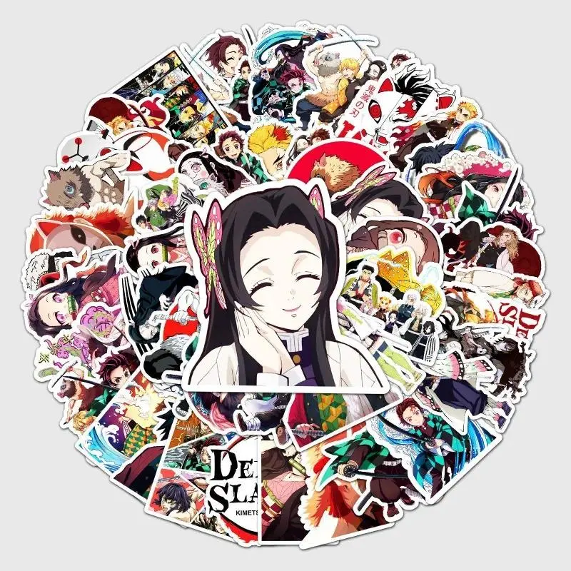 Demon Slayer Kamado Nezuko & Tomioka Giyuu Cartoon Graffiti Sticker Pack, Unisex Creative Anime Peripheral Decorations for Anime Fans