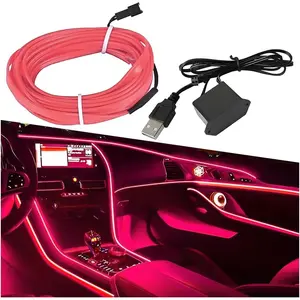 EL Wire  Interior LED Strip Lights, 5V 16FT Neon Light Strip with Sewing , USB Electroluminescent  Interior Lights with Fuse Protection,  Ambient Lighting Decorations ()