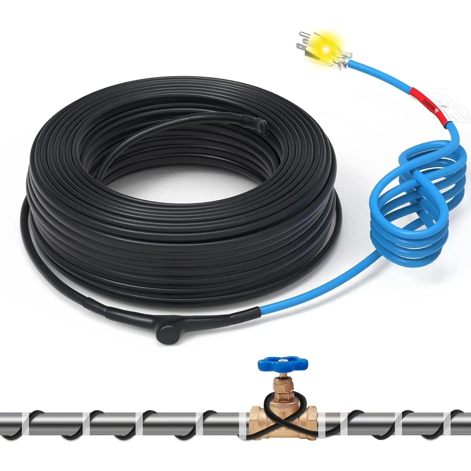 Self-Regulating Heat Tape for Water Pipe, Outdoor Pipe Heater, Energy-Saving Heating Cable Keeps Water Flowing at -40°F 120V 3FT