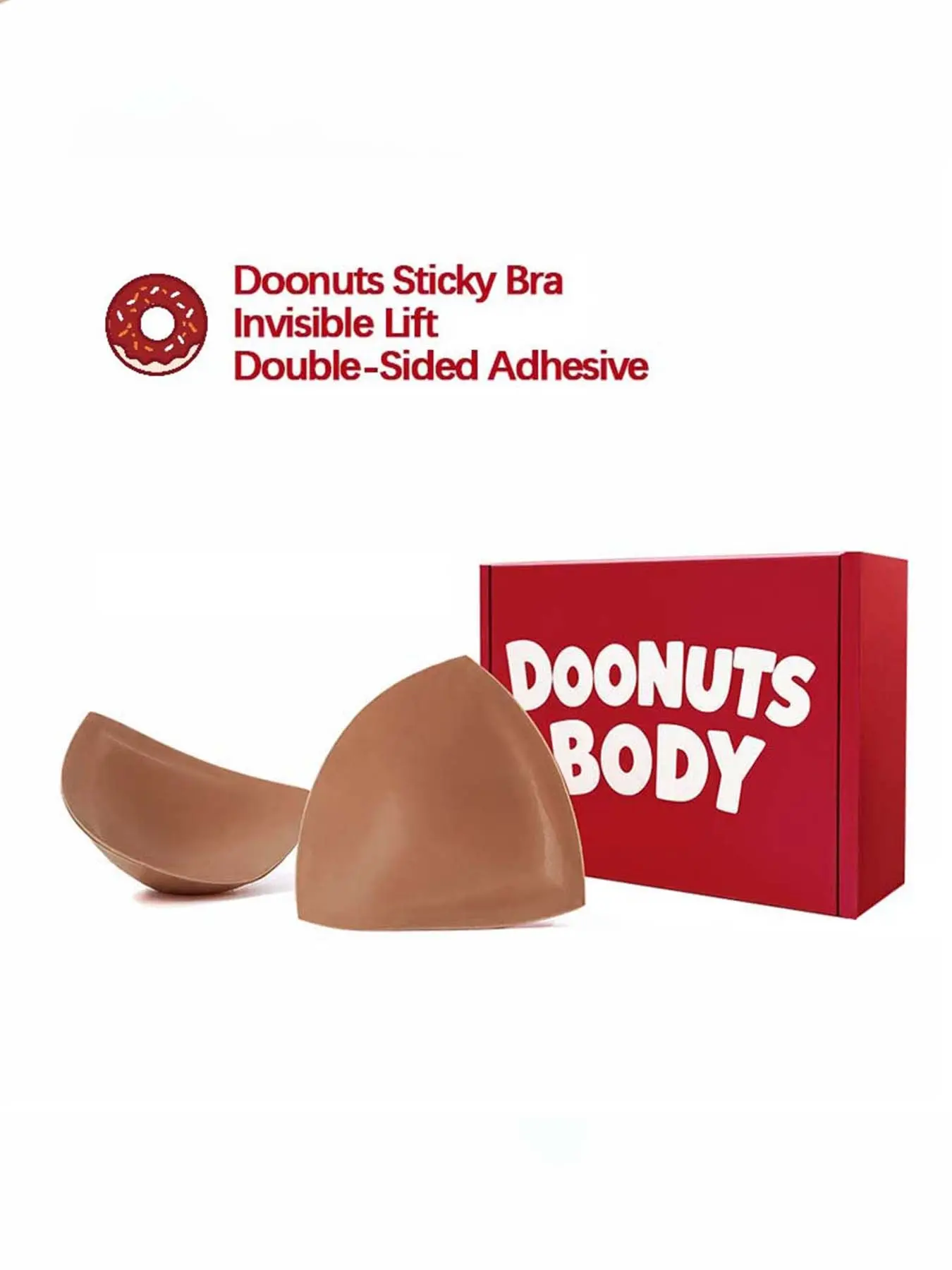 DOONUTS Inserts – Invisible Lift & Push-Up Sticky Bra Inserts, Patented No-Sew Adhesive Bra Pads for Low-Cut Tops & Dresses
