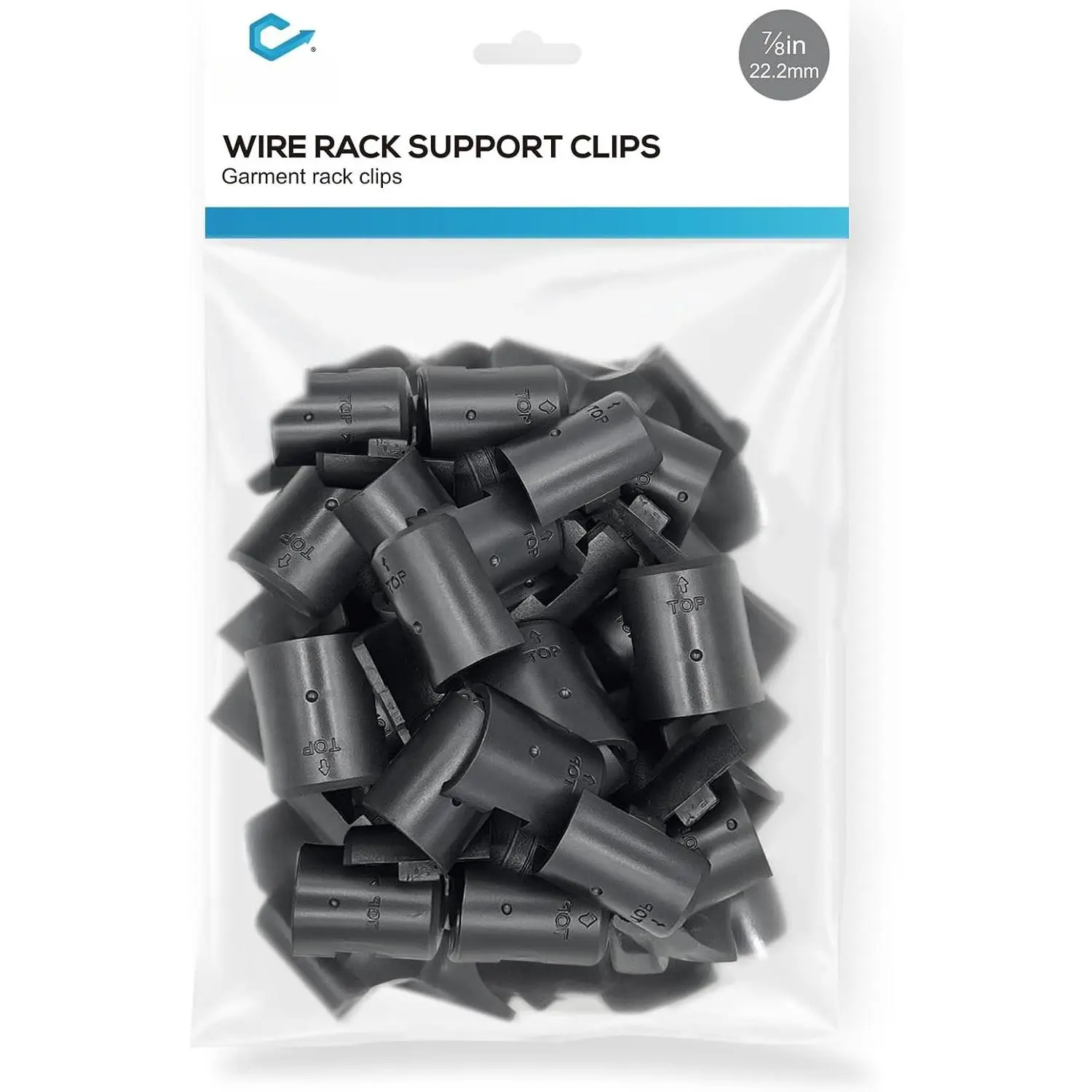 20 Pairs Wire Shelf Clips for 7/8" OD Poles - Plastic Locking Clips for Metal Shelving & Garment Racks (Black, Fits 7/8" Diameter Tube)