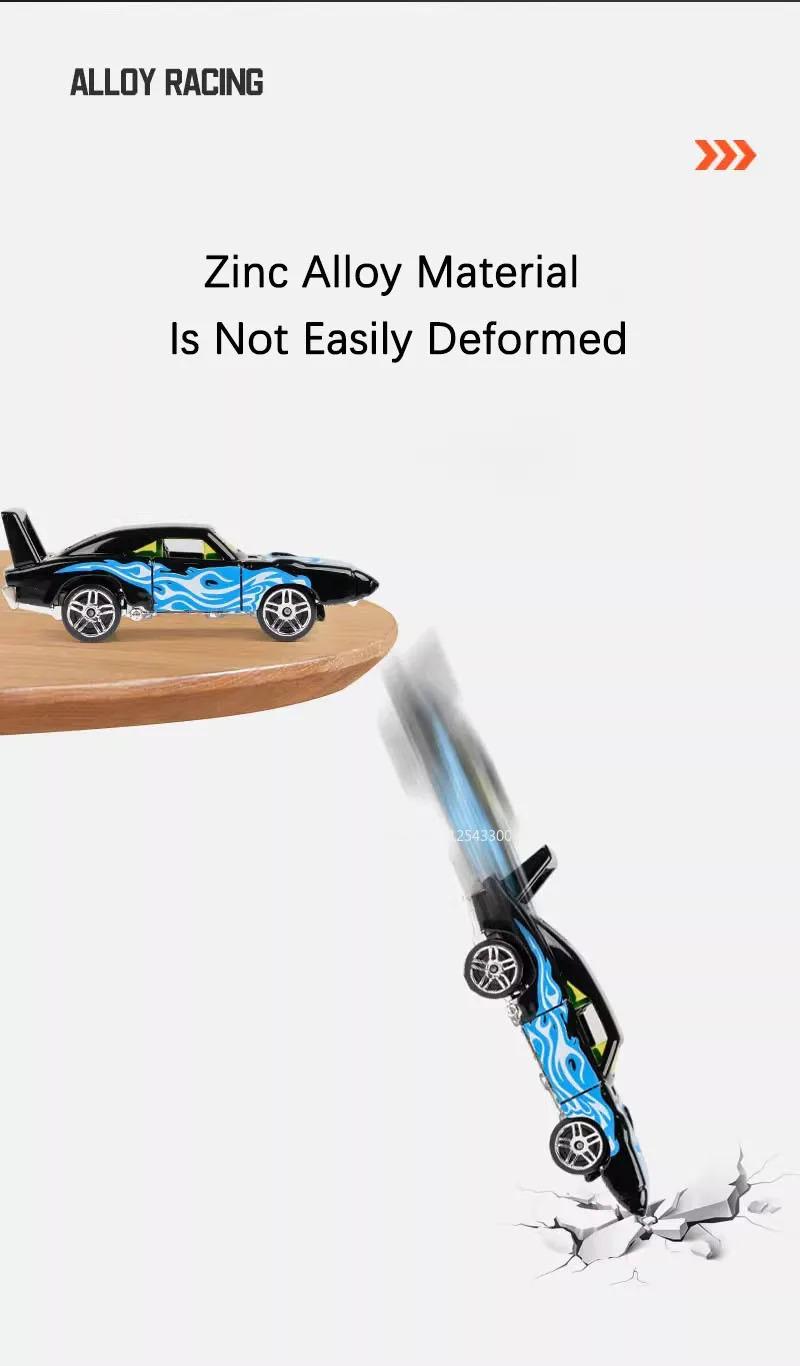 Scale 1:64 Container Alloy Trailer Model Toy Car Diecast Metal Movable Joint Pull Back Rescue Engineering Vehicles Gifts for Kid