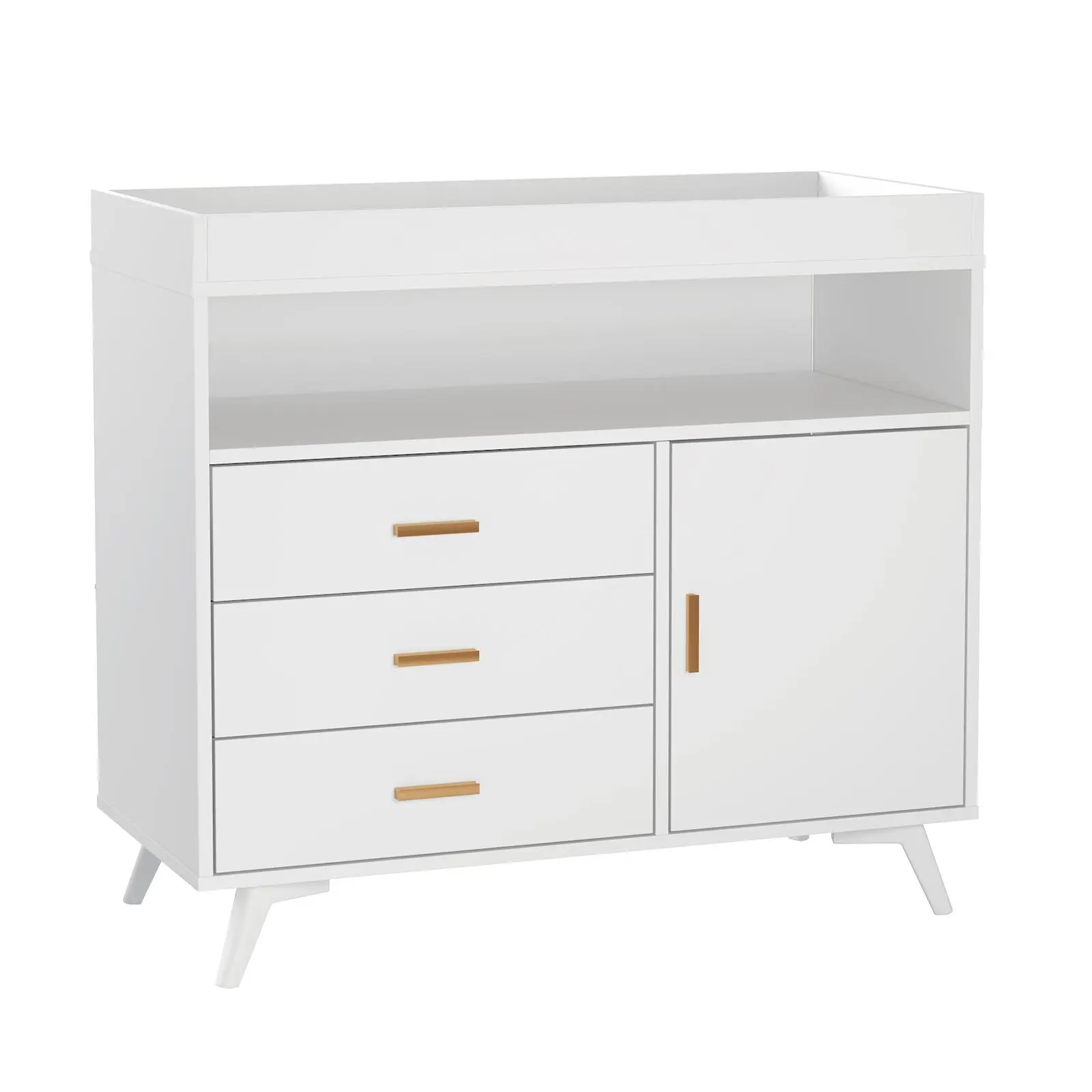 Infant 3-Drawer Changing Table Dresser, Indoor Furniture Cupboard with Removable Pad