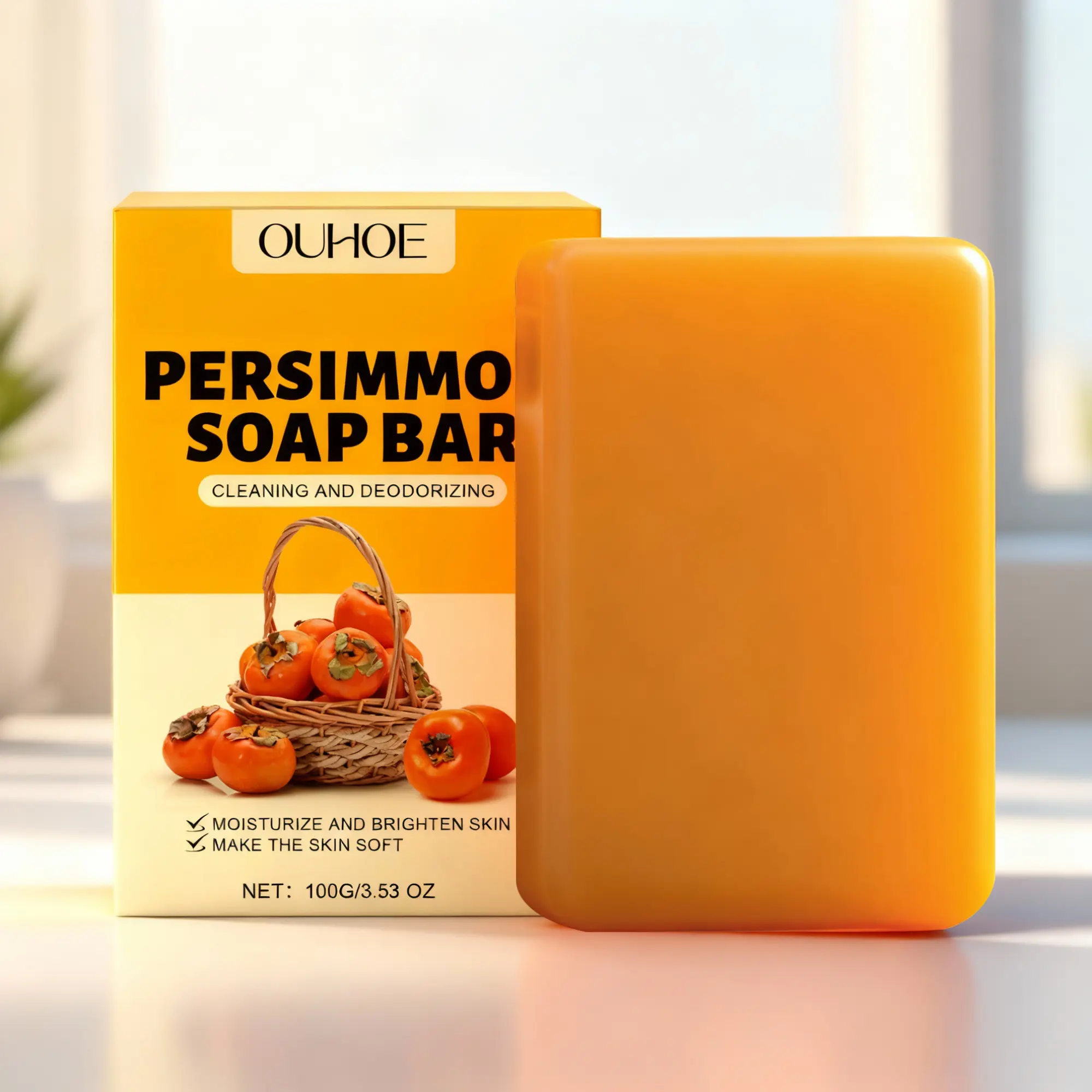 OUHOE Persimmon Refreshing Bath Soap Gently Nourishes, Hydrates And Moisturizes The Skin, Leaving A Lasting Fragrance And Replenishing Water For A Beautiful Skin