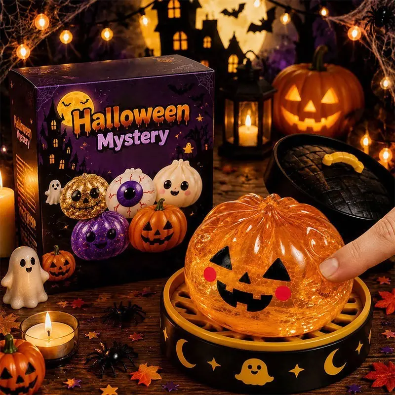 Halloween Bun Pinch with Steamer, Ghost Pinch, Maltose Squeeze and Release Toy, Fun Halloween Party Accessory, Kids' Interactive Game