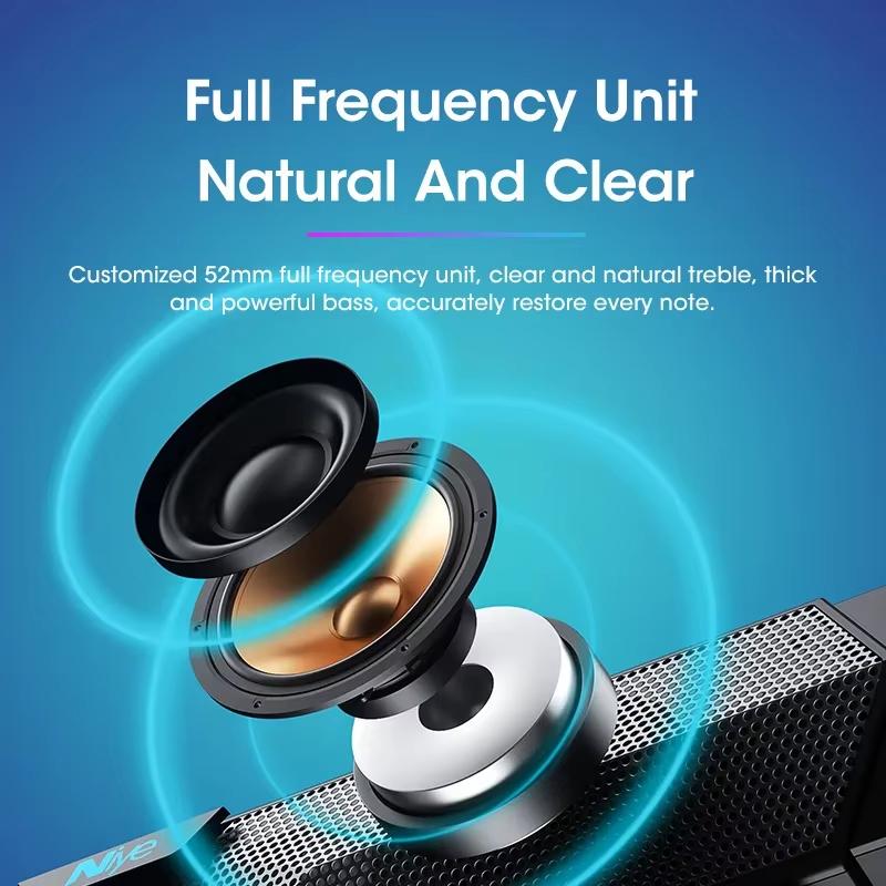 Bluetooth 5.0 and Wired Computer Soundbar Speakers with 4D Surround Sound Stereo and Subwoofer for Laptop PC Wireless Microphone Karaoke Speaker clip on anti-scratch travel keychain home office outdoor travel quran durable headphone