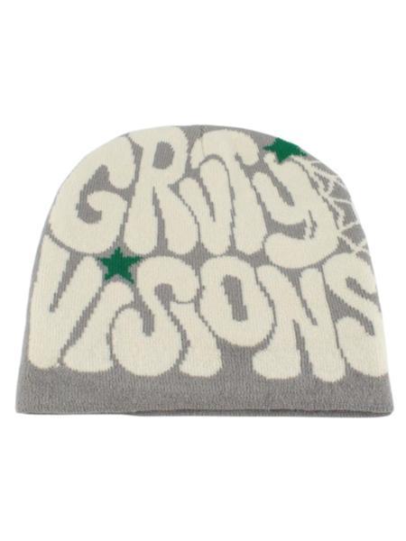 Men’s Letter Jacquard Spider Web Knit Hat Street Style Warm Beanie for Fall and Winter Fashionable Casual Winter Headwear