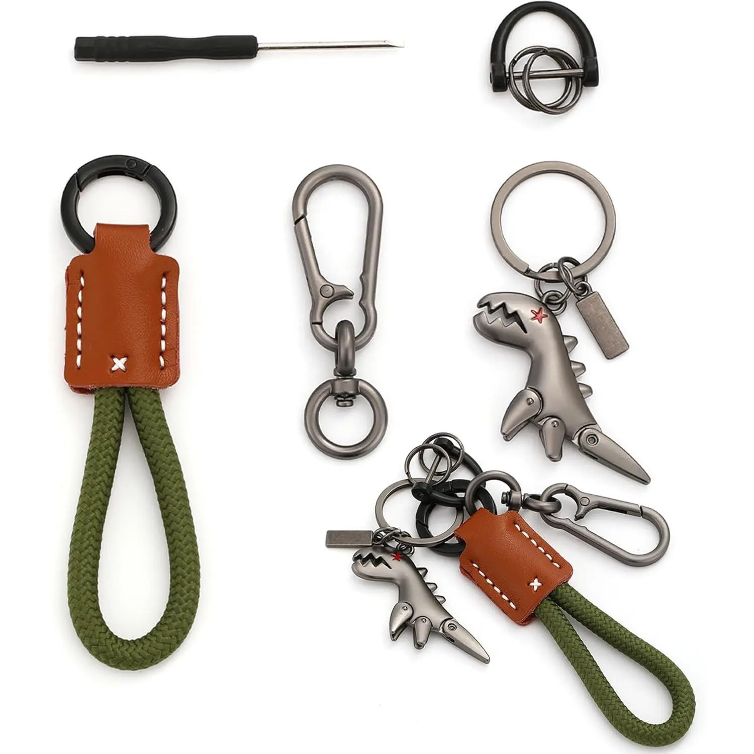 Dinosaur Keychain Dinosaur Charm Paired with a Hand Woven Bracelet Bag Charm Handbags Women an Man