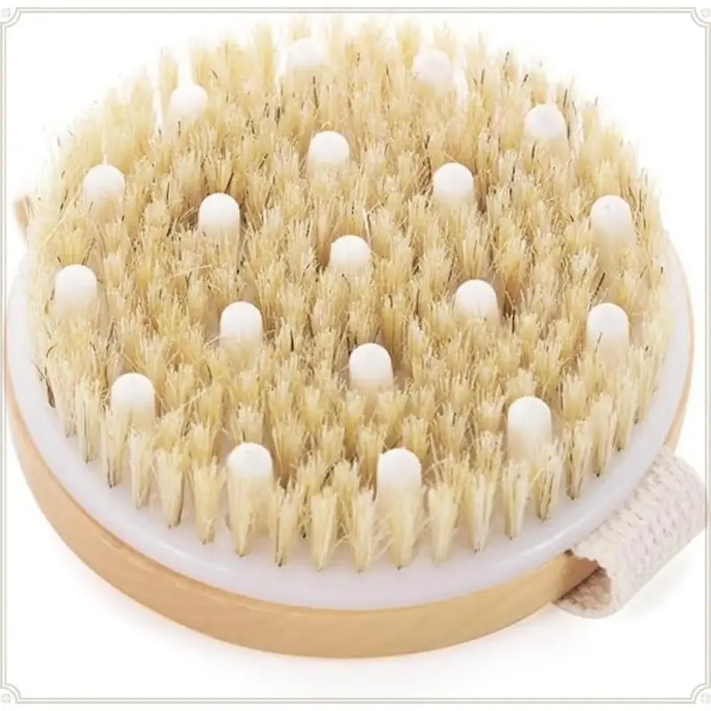Dry Brushing Body Brush, Natural Bristles Exfoliating Brush with Massage Nodes for Dry Skin, Boost Blood Circulation