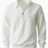 Men's Spring Outfits Knitted Polo Neck Long Sleeve Fitted Knitwear Sweatshirt for Daily Wear, Casual Basic Knitwear, Old Money Zipper Half Button Design, Casual Versatile Sweater Pullover, Essential for Man's Wardrobe