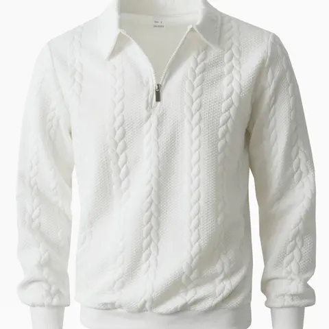 Men's Spring Outfits Knitted Polo Neck Long Sleeve Fitted Knitwear Sweatshirt for Daily Wear, Casual Basic Knitwear, Old Money Zipper Half Button Design, Casual Versatile Sweater Pullover, Essential for Man's Wardrobe