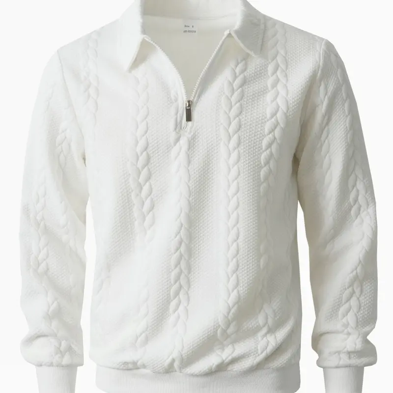 Men's Spring Outfits Knitted Polo Neck Long Sleeve Fitted Knitwear Sweatshirt for Daily Wear, Casual Basic Knitwear, Old Money Zipper Half Button Design, Casual Versatile Sweater Pullover, Essential for Man's Wardrobe