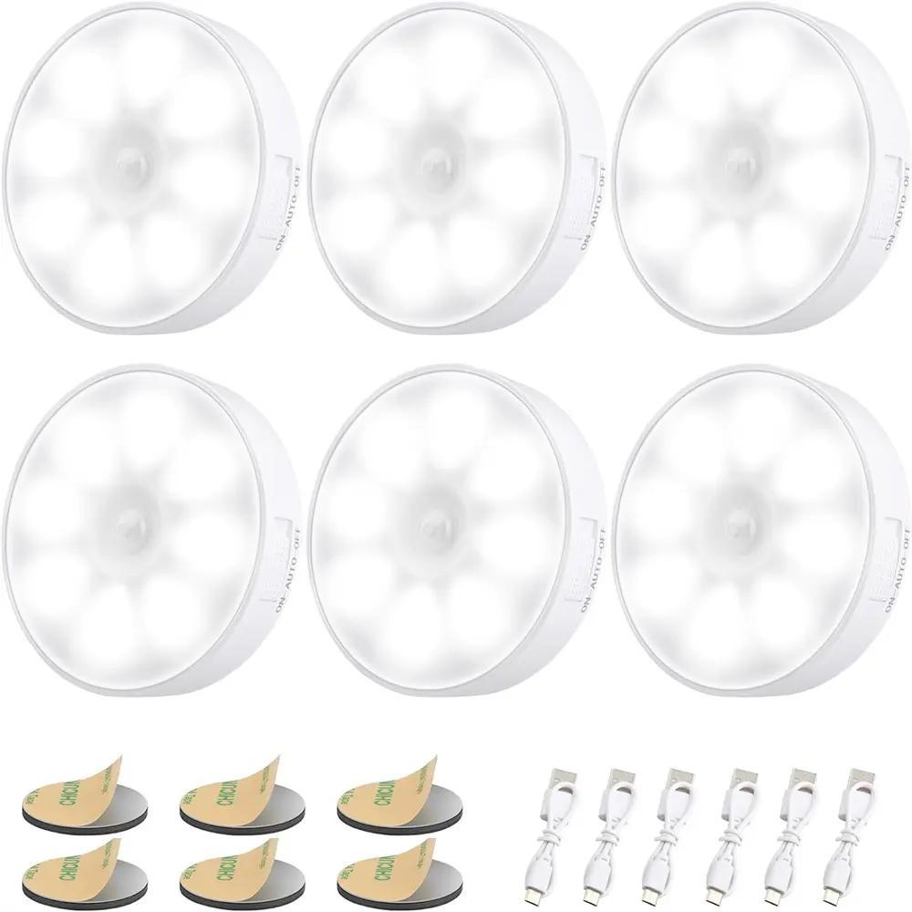 Motion Sensor Night Light, USB Rechargeable LED Night Light, Wireless Wall Mounted Light Suitable for Kitchen Cabinet, Closet, Stairway, Home Decor Light