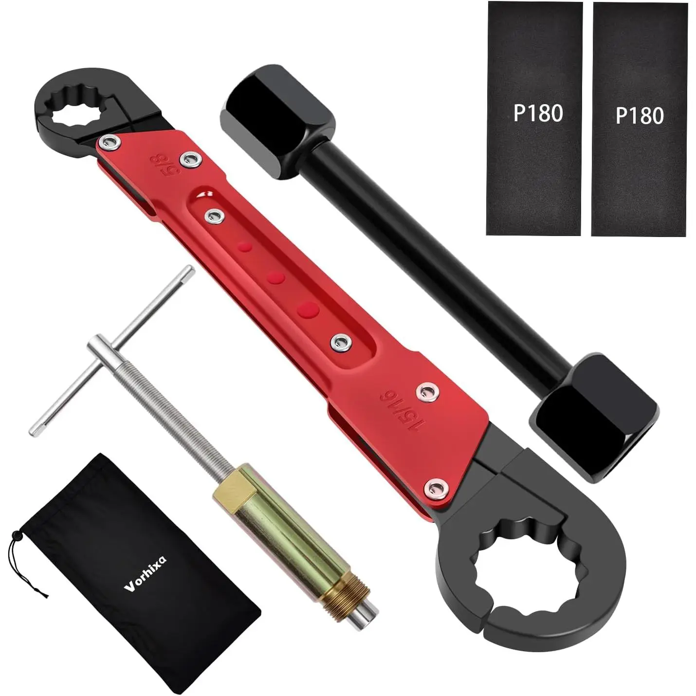 6 Pcs Plumbing Kit with Angle Stop Wrench & 1/2-Inch Compression Sleeve, Plumbers Wrench, Sandpaper and Bag for Frozen/Corroded Angle Stop