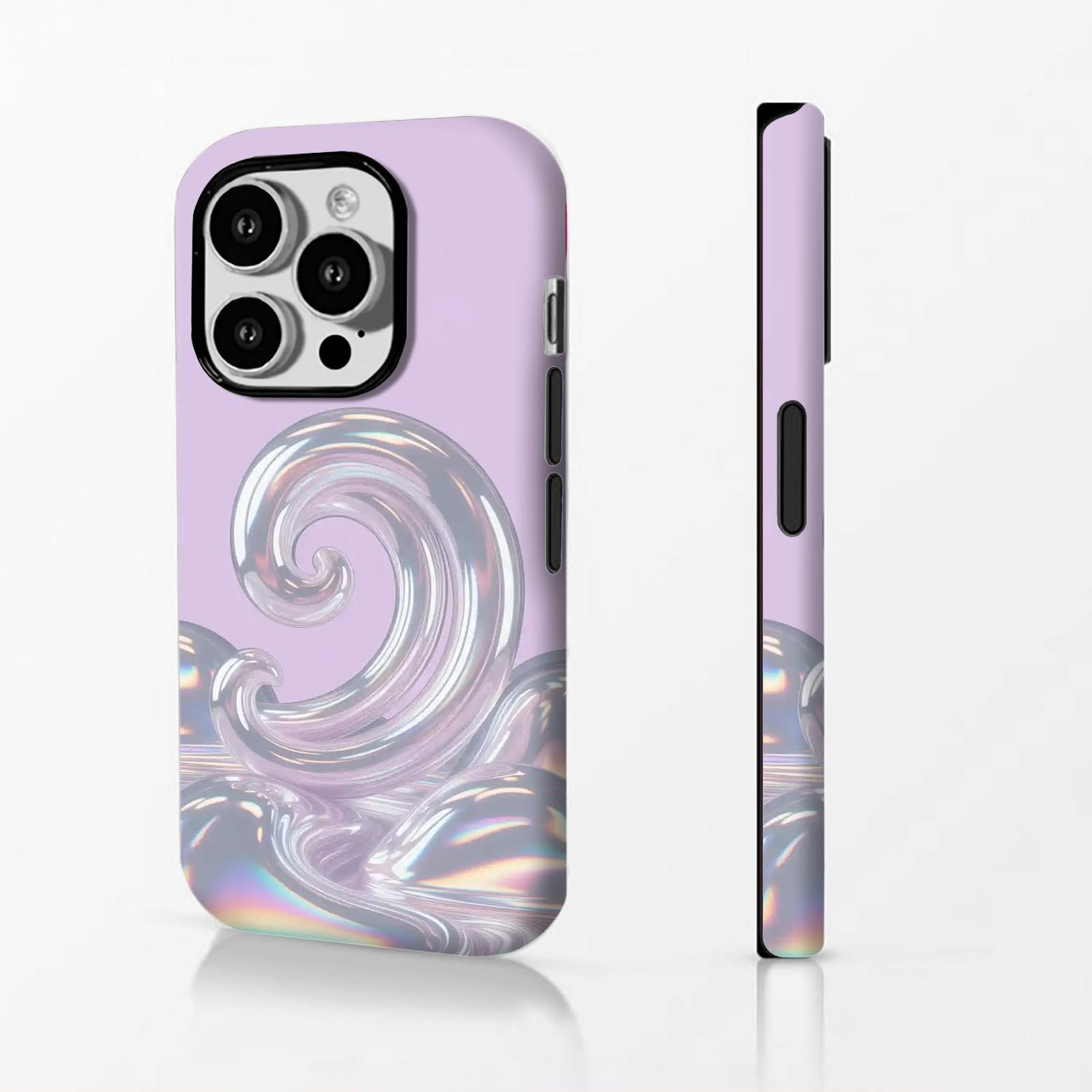 iridescent, swirl, wave Soft And Hard Two-In-One Film Printed Full Pattern Case For IPhone 16 15 14 13 1211 Pro Max Plus Phone Case