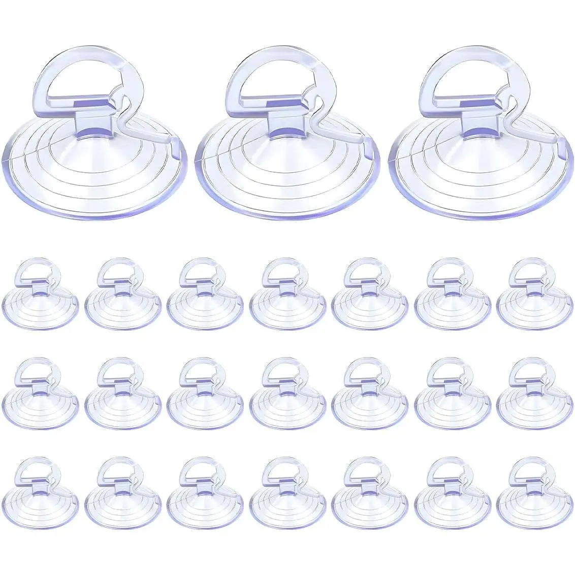 Solid Synthetic Auto Window Suction Cups, 1.38 in Transparent Glass Windshield Sunshade Hooks with Pull Ring Dovetail, Multi-Use Sun Visor Holders for SUV RV