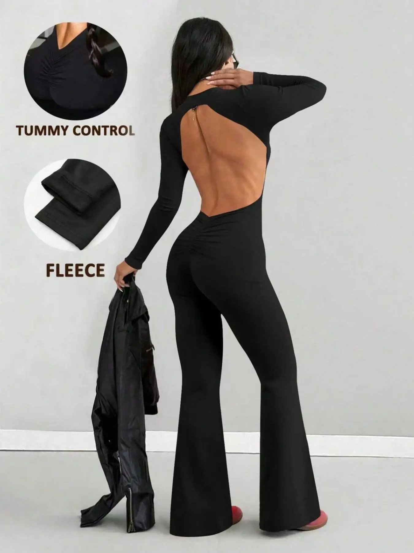 Women's Warm Fleece Jumpsuit, Fall Winter Fashion High Elastic Fabric, Comfortable Gym Airport, Snow Day Graduation Halloween Christmas Party