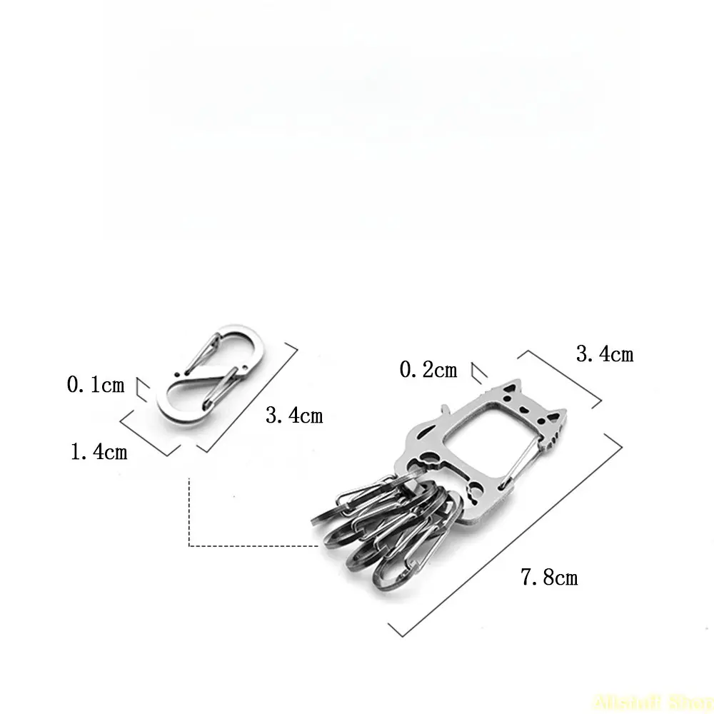 Cute Cat Laser-Cut Stainless Steel Keychain Accessories - Corrosion-Resistant, Sturdy, Compact Carabiner Clip Keychain with Heavy-Duty Spring Hook, Lightweight Key Holder for Daily Carry, Mini Gift for Cat Lovers, Carabiner Clip Keychains