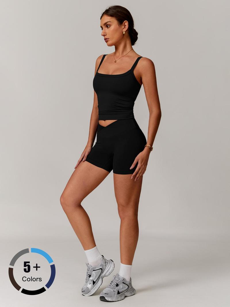 Women's Solid Top & Shorts Sportswear Set, Casual Comfy Breathable Two-piece Outfits for Yoga Gym Workout Running, Ladies Sportswear for Spring & Fall