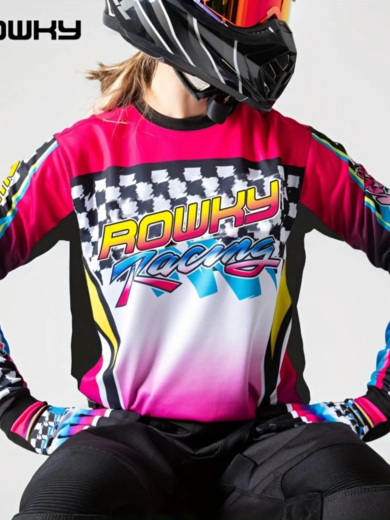 Quick-Dry Breathable Long Sleeve Motorcycle Shirt, Sporty Tribal Pattern Jersey, Slim-Fitting Mountain Bike Racing Gear