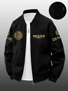 Men's Spring Summer Casual Jacket, Stylish Mexico Flag Print, Zip Pocket Design, Perfect Gift for Boyfriend or Father
