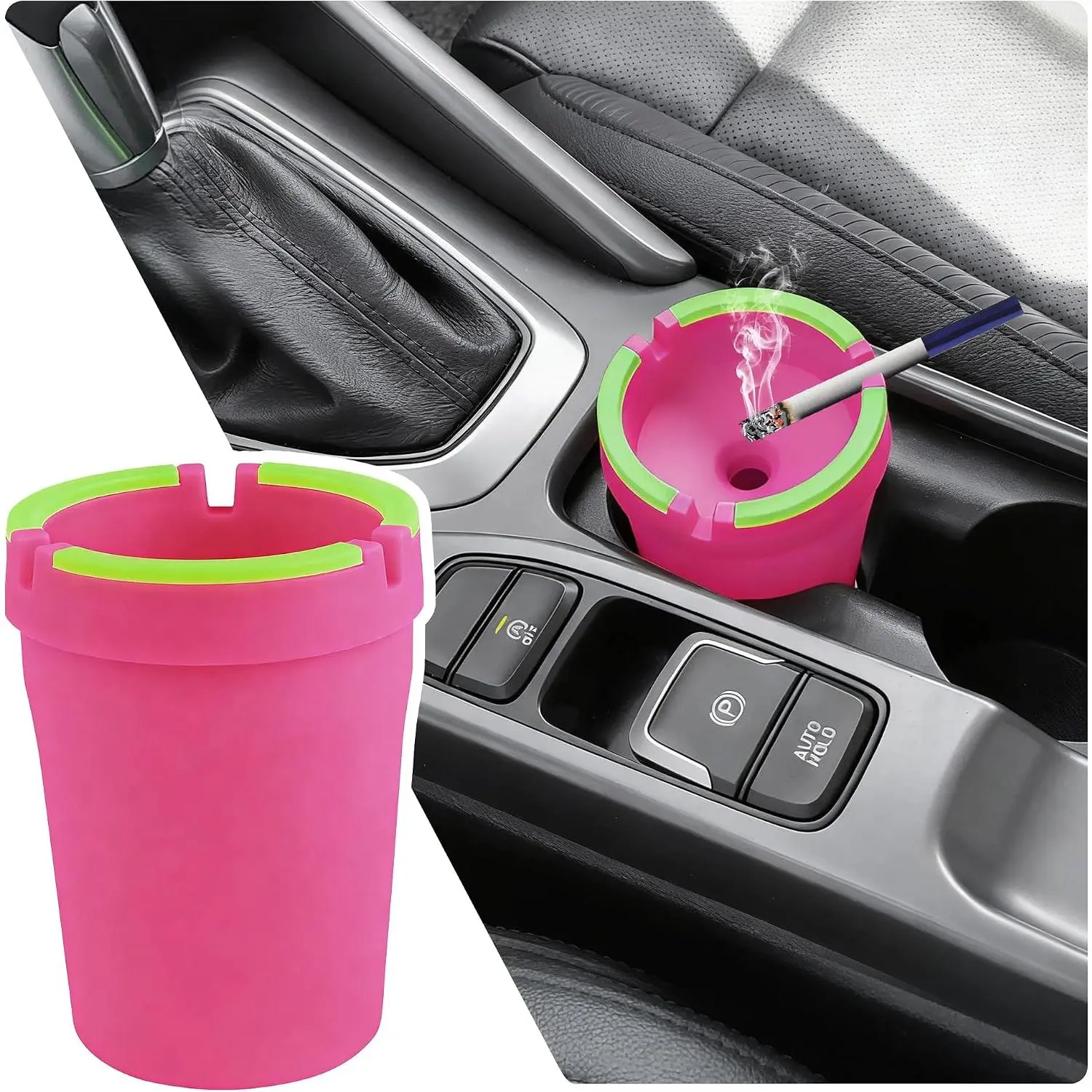 ABS Plastic Portable Car Cup Holder Ashtray - Double Layers, Funnel Lid, Smell-Proof, Removable Parts, Multicolor Ash Disposal Accessory for Cars/SUVs, Automotive Interior Tidy