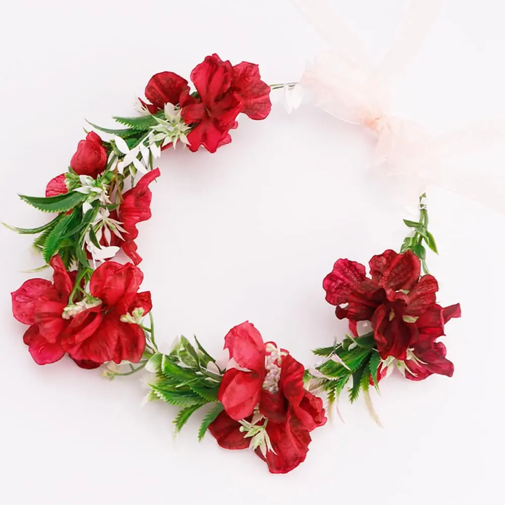 Flower Crown for Women Girls Floral Headband Rapunzel Hair  Fairy Flower Girl Headpiece Wedding Wreath Hair Accessories
